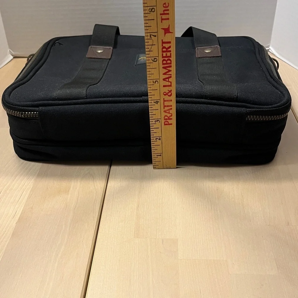 Y2K Eddie Bauer Black Nylon Laptop Case Brass & Leather Trim - No Shoulder Strap